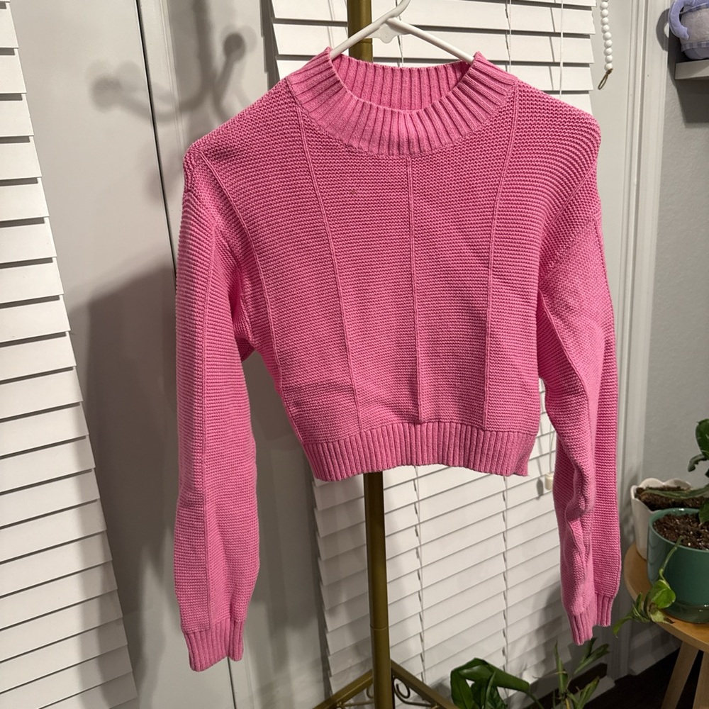 La Hearts Vibrant Pink Turtleneck Sweater